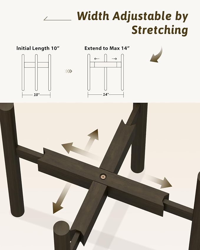 Adjustable Plant Stand Indoor, Bamboo Plant Stand Fits 8 9 10 11 12 Inches - Image 3