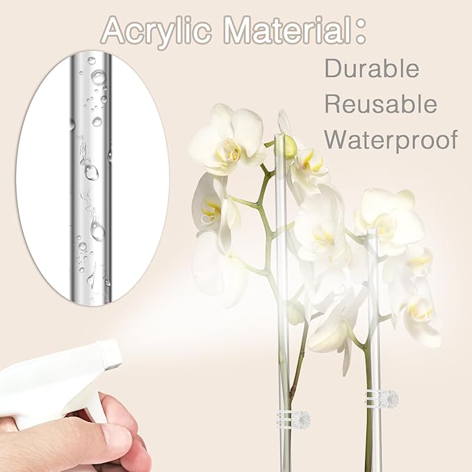 Plant Stakes, Plant Sticks 20PCS Acrylic Clear Plant Support Stakes, 18 Inches - Image 4