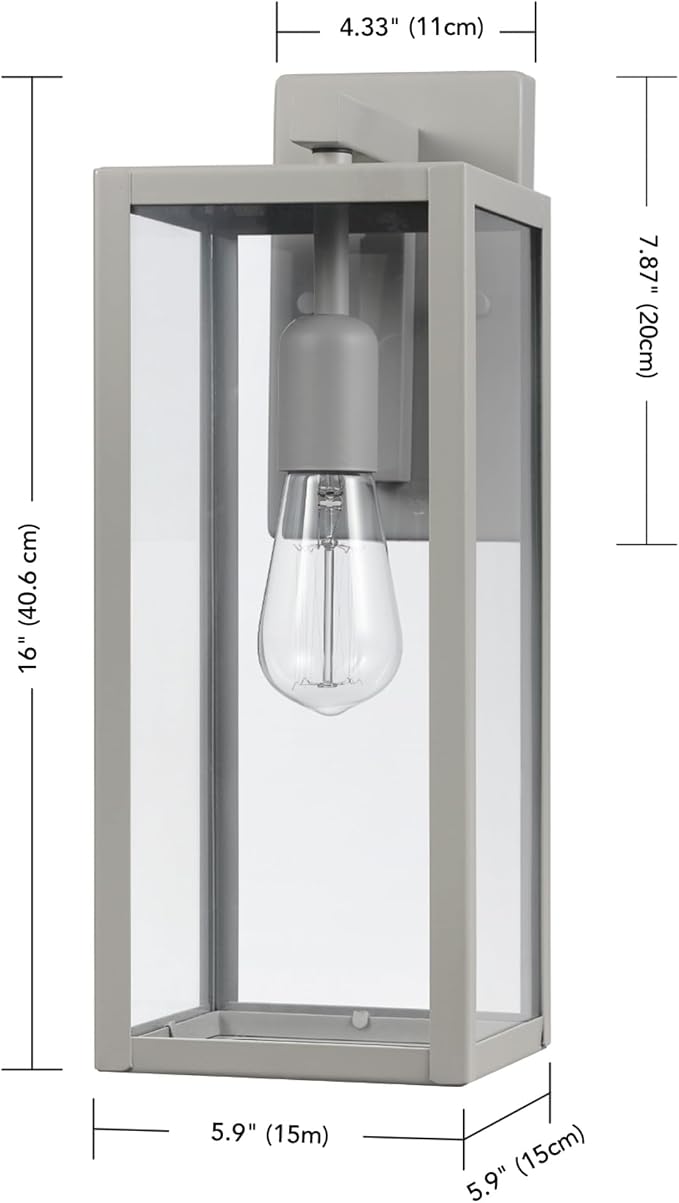 GLOBE Electric 44838 Bowery 1-Light Outdoor Indoor Wall Sconce, Matte Gray - Image 9