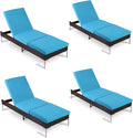 HOMREST Outdoor Lounge Chairs Set of 4, Patio Wicker Chaise Lounge by HOMREST