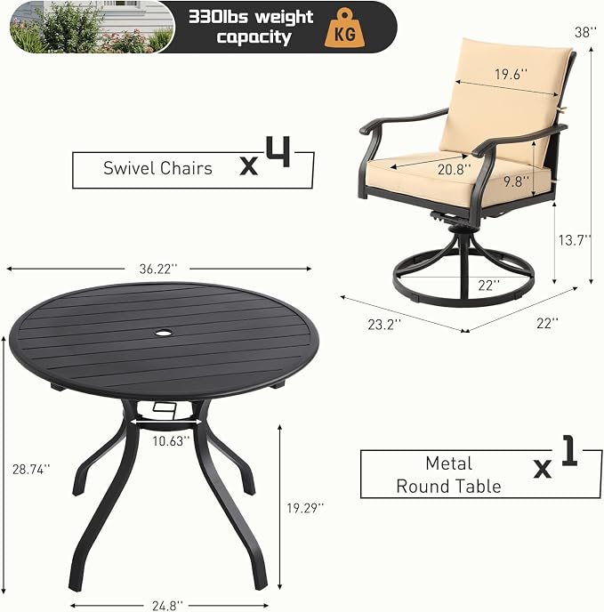Outdoor Patio Dining Set, Outdoor Furniture Dining Set - Image 7