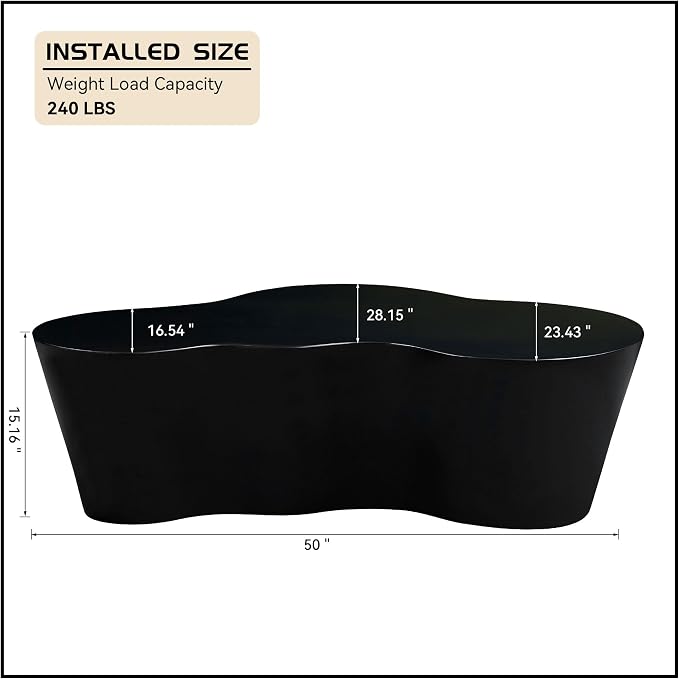 50" Coffee Table Modern Irregular Center Table Fiberglass Sturdy Table - Image 2