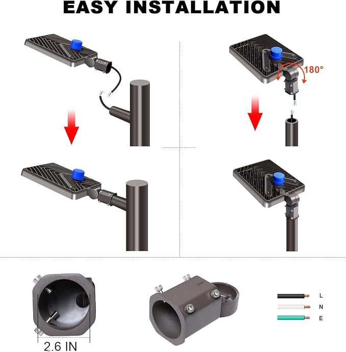 Juyace 480W LED Parking Lot Light, Slip Fitter Mount, 72000LM Shoebox Flood - Image 7