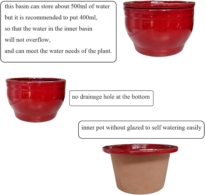 African Violet Pots Self Watering Round Ceramic Violet Pot - Image 7
