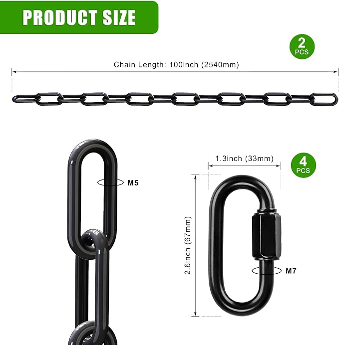 SELEWARE 2 Pack 100 Inch Hanging Swing Chain - Image 7