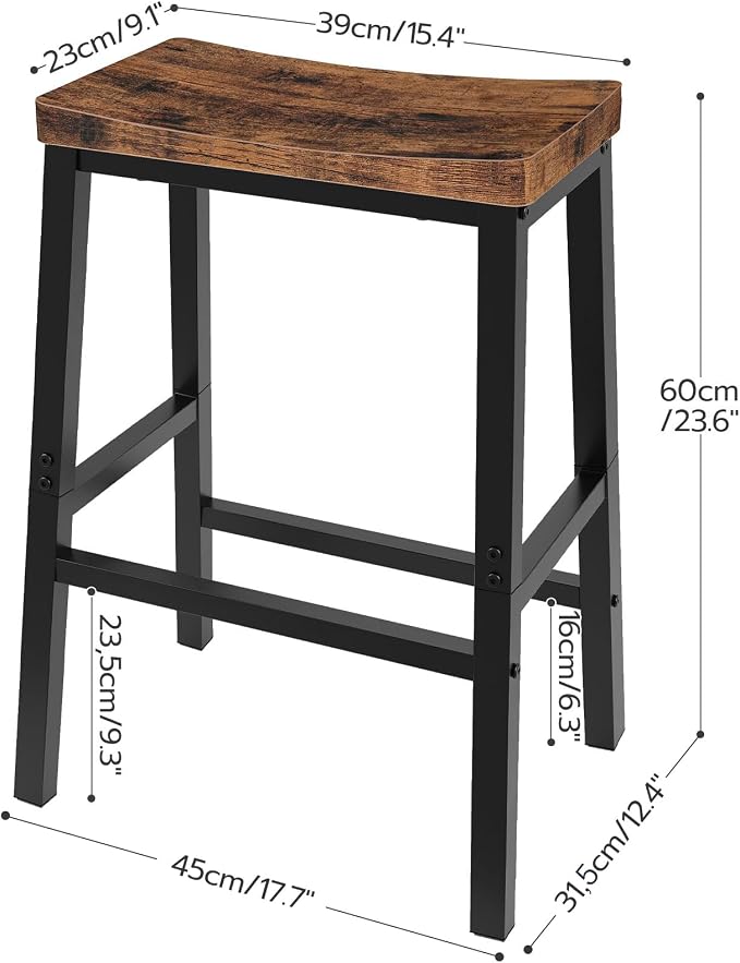 HOOBRO Bar Stools, 23.6 Inch Saddle Stools, Kitchen Counter Seat - Image 3