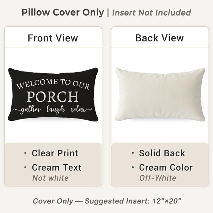 PANDICORN Welcome to Our Porch Stay Awhile Farmhouse Black and White Outdoor - Image 4