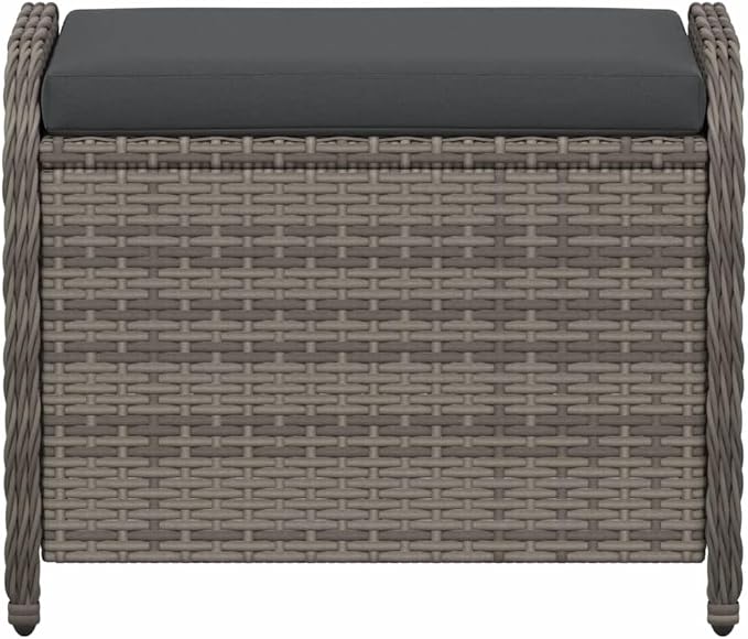 vidaXL Gray Poly Rattan Patio Stool - Image 6