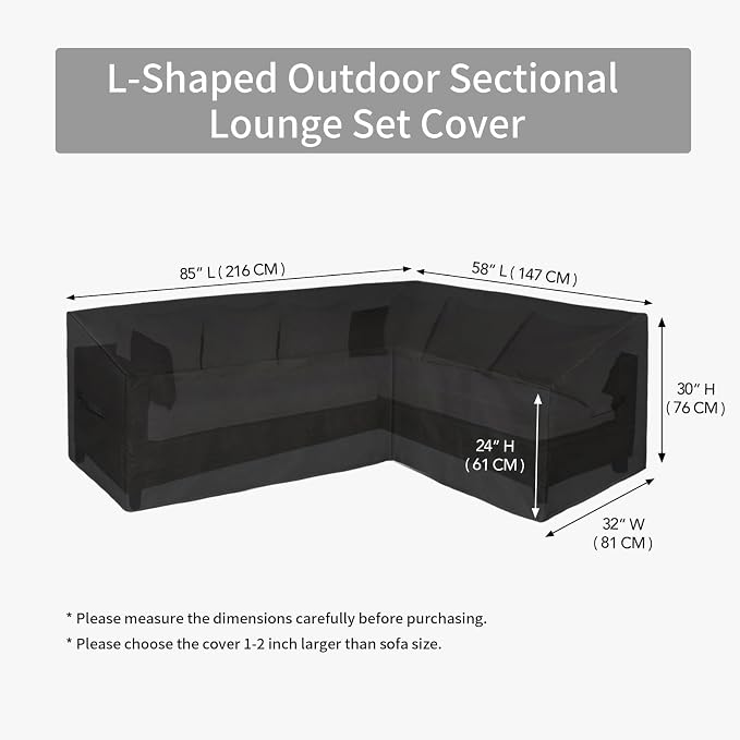Easy-Going 600D Patio L-Shaped Sectional Sofa Cover - Image 6