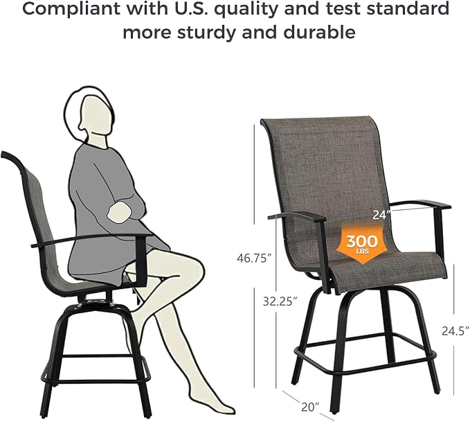 Grand patio Outdoor Swivel Bar Stools - Image 3