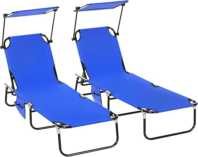 Outsunny Folding Chaise Lounge Pool Lounge Chairs Set of 2, Outdoor Sun Tanning by Outsunny