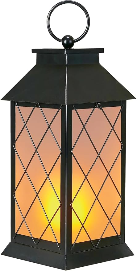 18" Solar Lanterns Outdoor Waterproof, Glass Solar Flickering Flame Lantern by anyperfect