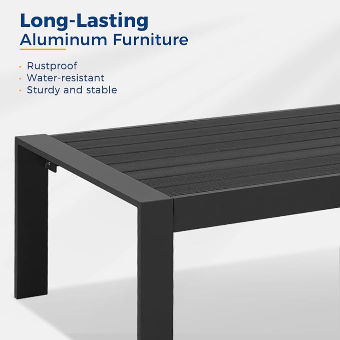 Wisteria Lane Aluminum Outdoor Furniture Patio Coffee Table, All-Weather - Image 4