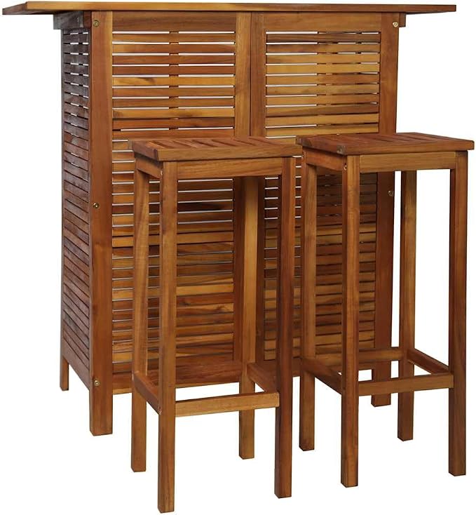 vidaXL Bar Table and Chair Set 3 Piece, Dining Table Set - Image 2