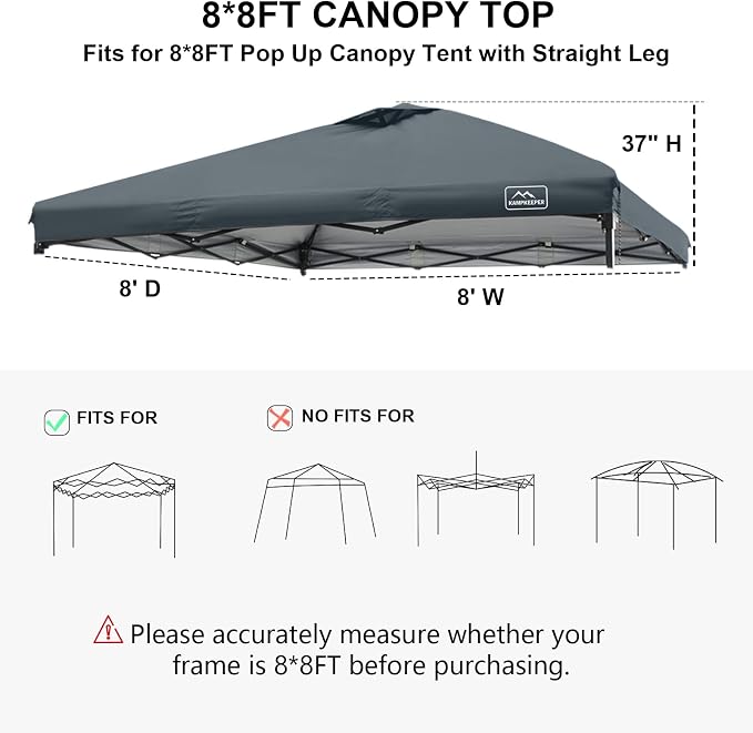 KAMPKEEPER Replacement Top Pop Up Canopy Tent Cover Roof - Image 2