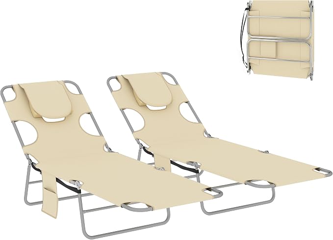 Outsunny Chaise Lounge Chair Outdoor Set of 2 by Outsunny