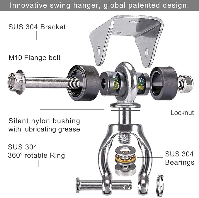 SELEWARE Silent Swing Hanger Heavy Duty Swing Hook Swivel Bearing Swing Mount - Image 3