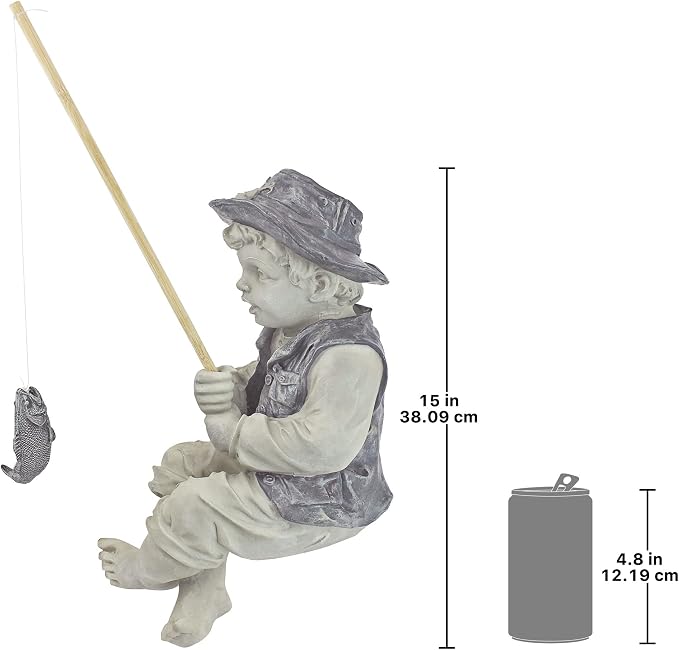 Design Toscano Frederic the Little Fisherman of Avignon Boy Fishing Garden - Image 11