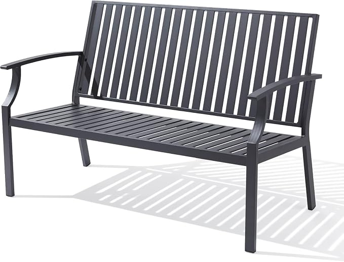 52" Outdoor Bench Garden Bench, Weatherproof Anti-Rust Heavy-Duty Outside by Eongdn