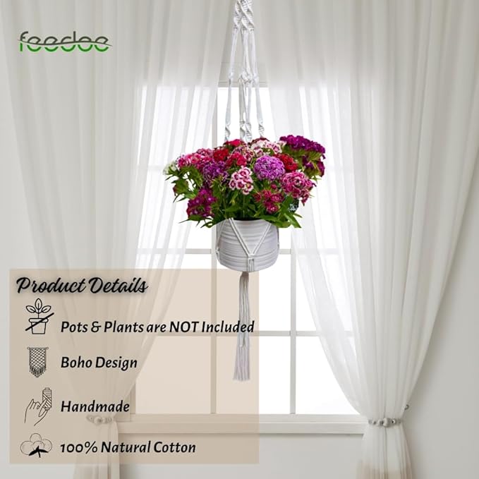 3 Pack Macrame Plant Hanger Indoor Hanging Planter - Image 2