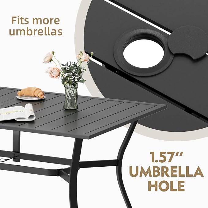 MELLCOM 7 Pieces Outdoor Dining Set, 6 Swivel Rocker Chairs - Image 6