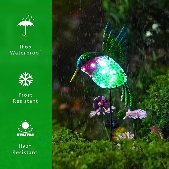 dreamysoul Outdoor Solar Hummingbird Garden Lights, Decorative Hummingbird - Image 4