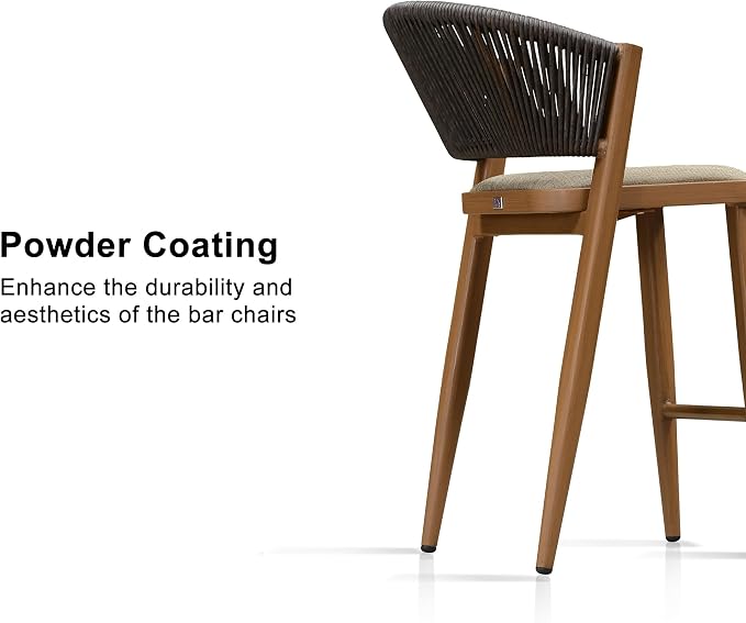 PURPLE LEAF Counter Height Bar Stool Set of 2 Outdoor Chair Woven Bar Height - Image 7