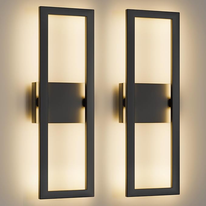 LamQee 22" Modern Outdoor Wall Lights 2 Packs, 3000K 1450LM LED Large Exterior - Image 8