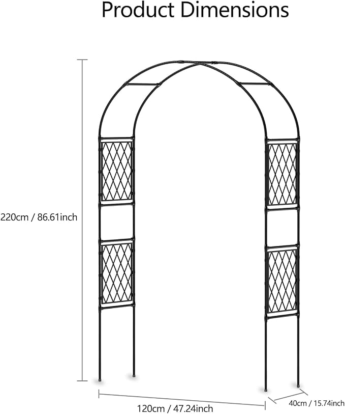 Metal Garden Arbor, 86.6" x 47" Arch Trellis - Image 2