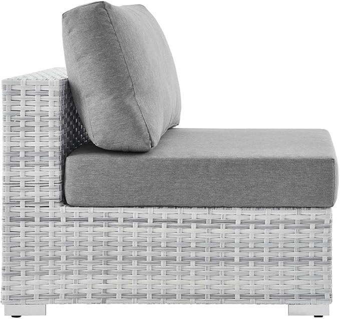 Modway Convene Wicker Rattan Outdoor Patio Armless Chair in Light Gray Gray - Image 5