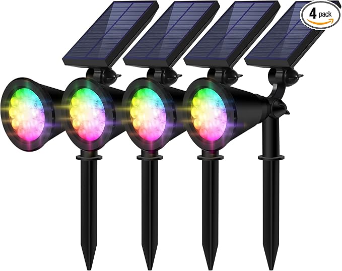Solar Spot Lights Outdoor Waterproof, 18 LED Solar Powered Landscape Lighting by Unknown