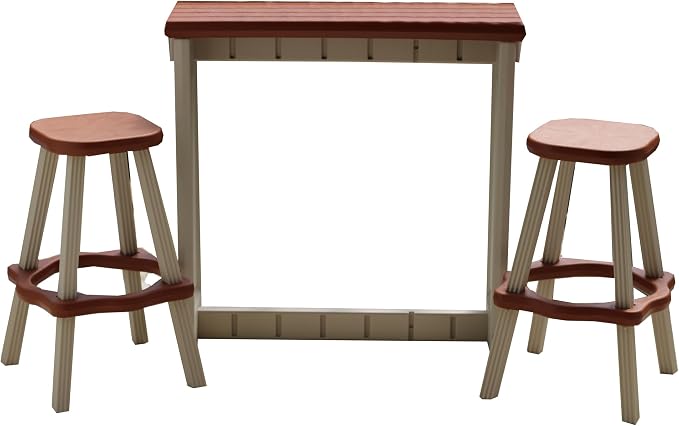 Single Bar Set Includes 2 Barstools Redwood Top & Warm Grey Base Ideal by LeisureAccents