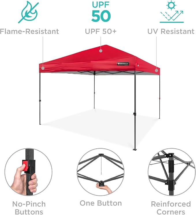 Best Choice Products 10x10ft Pop Up Canopy Tent, Outdoor Shade, 1 Person 1 - Image 4