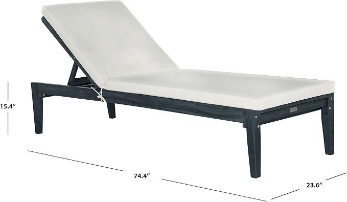 SAFAVIEH Outdoor Collection Montclair Dark Slate Grey Solid Wood/Beige Cushion - Image 11