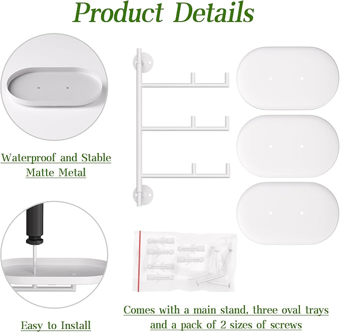 Window Rotating Plant Stand Shelf Indoor White Metal Floating Shelves 3-Tier - Image 4