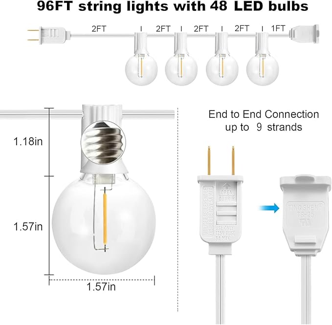 SUNTHIN White String Lights, 97FT White Outdoor Lights - Image 2