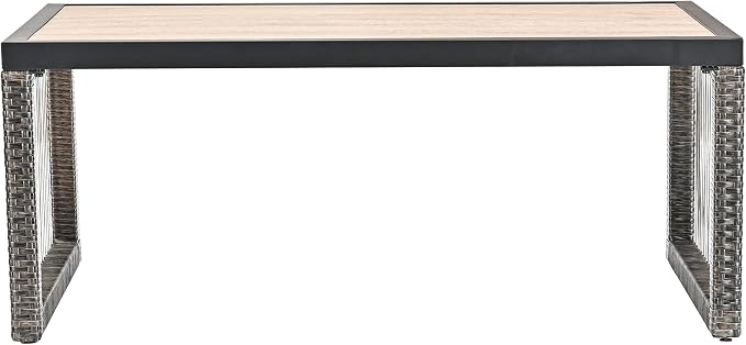 LOKATSE HOME Outdoor Coffee Table Rectangle Dining Furniture - Image 7