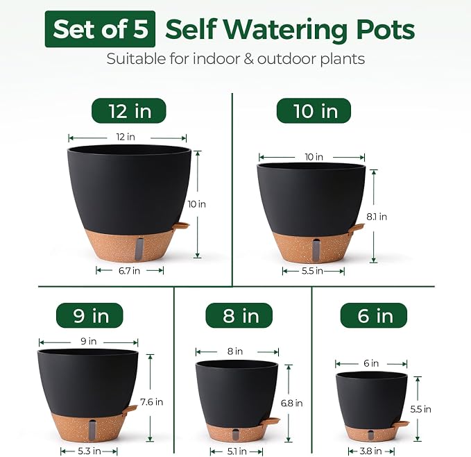 T4U 5 Pack Self Watering Pots - Image 3