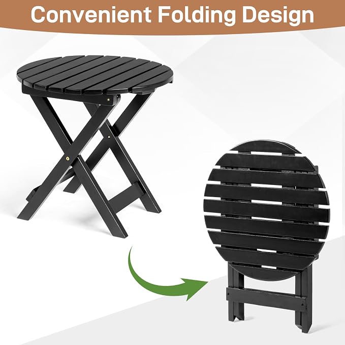Outvita Wood Folding Side Table, Portable & Lightweight Compact Wooden Side - Image 4
