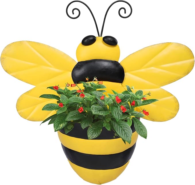 Metal Wall Planter Bee Wall Mounted Planters Small Flower Pot - Image 9