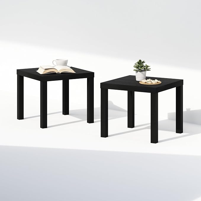 Furinno Classic Coffee Table Set of 2, Square Modern Coffee Table - Image 5
