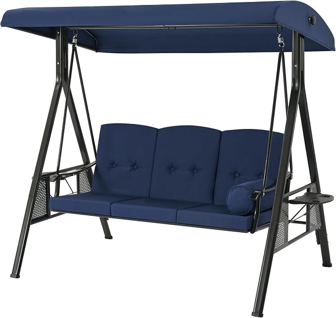 AECOJOY Outdoor Porch Swing, 3-Seat Porch Swing - Image 4