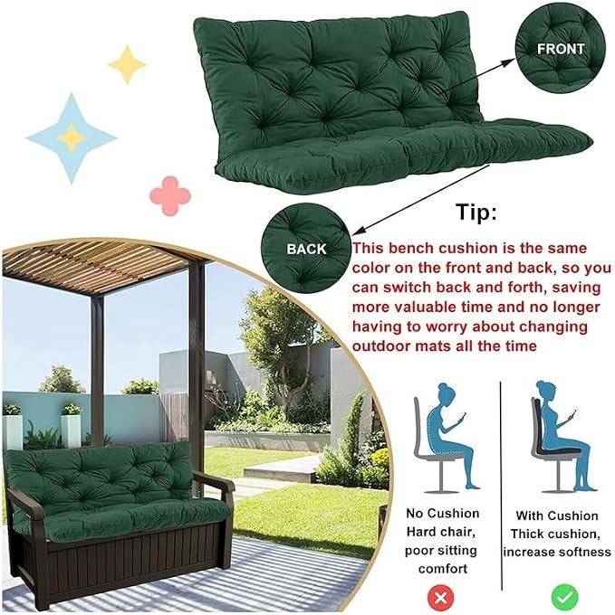 Swing Cushion Replacement Outdoor Porch Waterproof Bench Cushion 2-3 Seater - Image 2