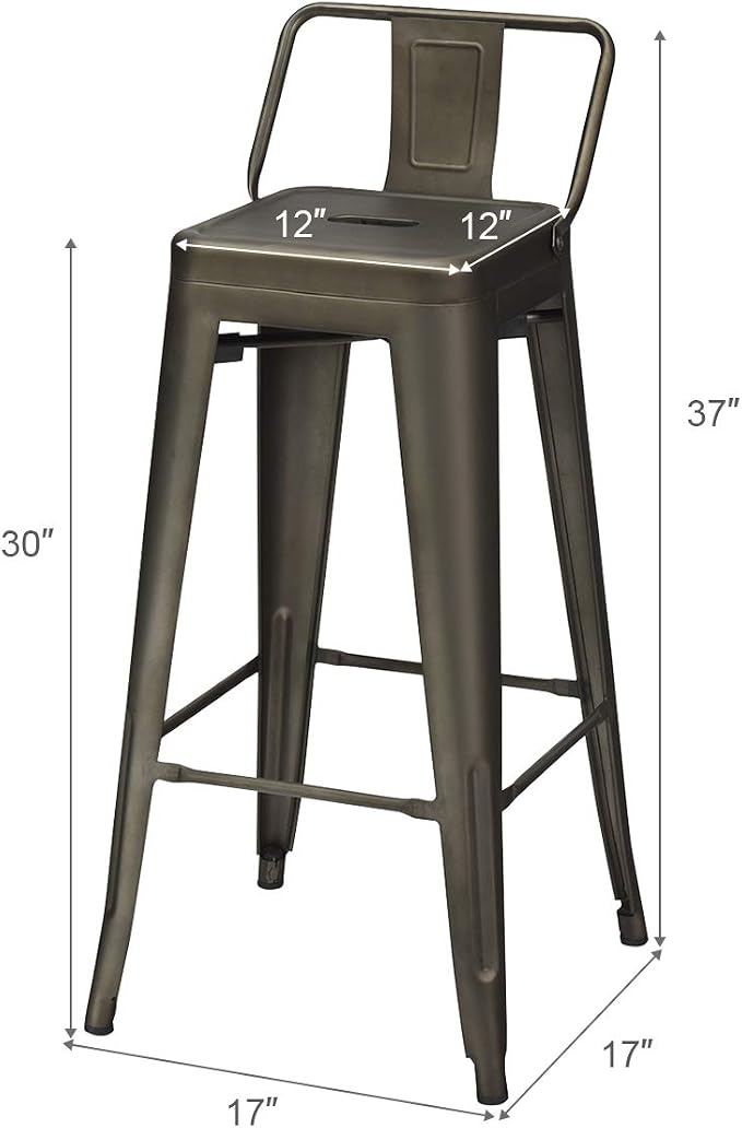 COSTWAY Metal Bar stools Set of 4, - Image 3