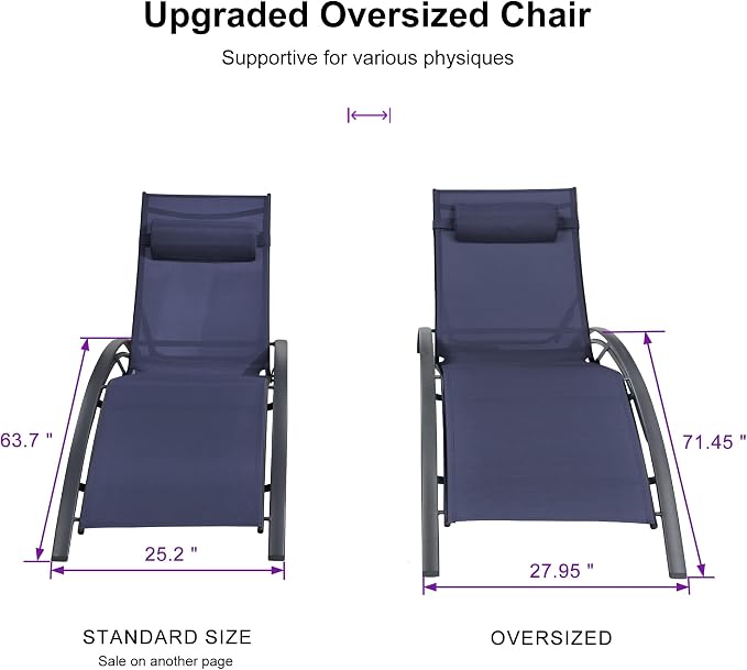 PURPLE LEAF Patio Oversized Chaise Lounge Chair Set - Image 2