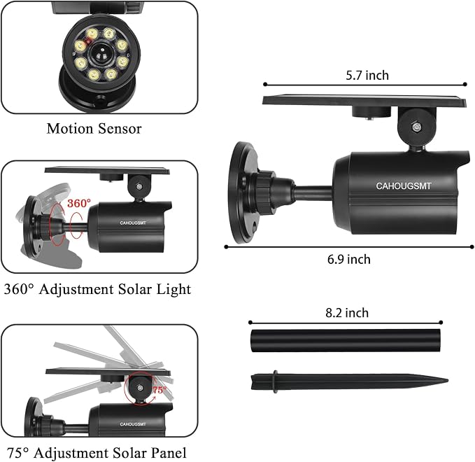 Solar Motion Lights Outdoor 2000LM Security Flood Lights IP67 Waterproof Spot - Image 7
