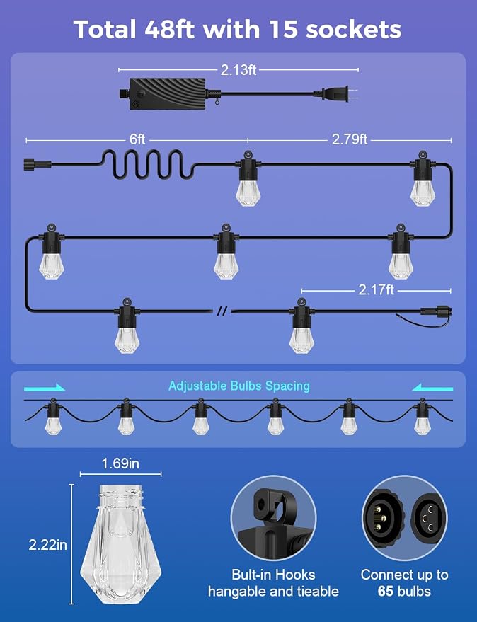 XMCOSY+ 48FT Smart Outdoor String Lights - Image 8