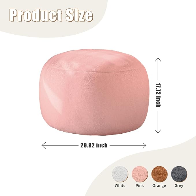Round Stuffed Pouf Ottoman for Foot Rest, A Round Modern Foam Filled Poufs - Image 2