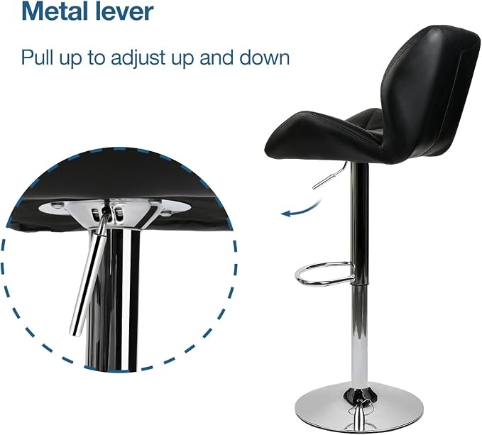 ARTETHYS Bar Chairs Set of 2 PU Leather Barstools Adjustable Height Swivel 360 - Image 8