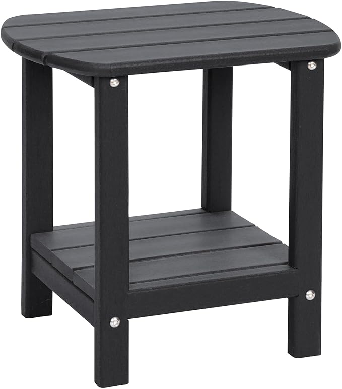 Adirondack Outdoor Side Table, 16.5” HDPE Small Patio Table by LOENIY